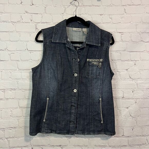 Vintage Chicos Denim Vest size Small - Picture 1 of 5